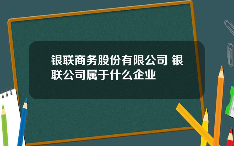 银联商务股份有限公司 银联公司属于什么企业